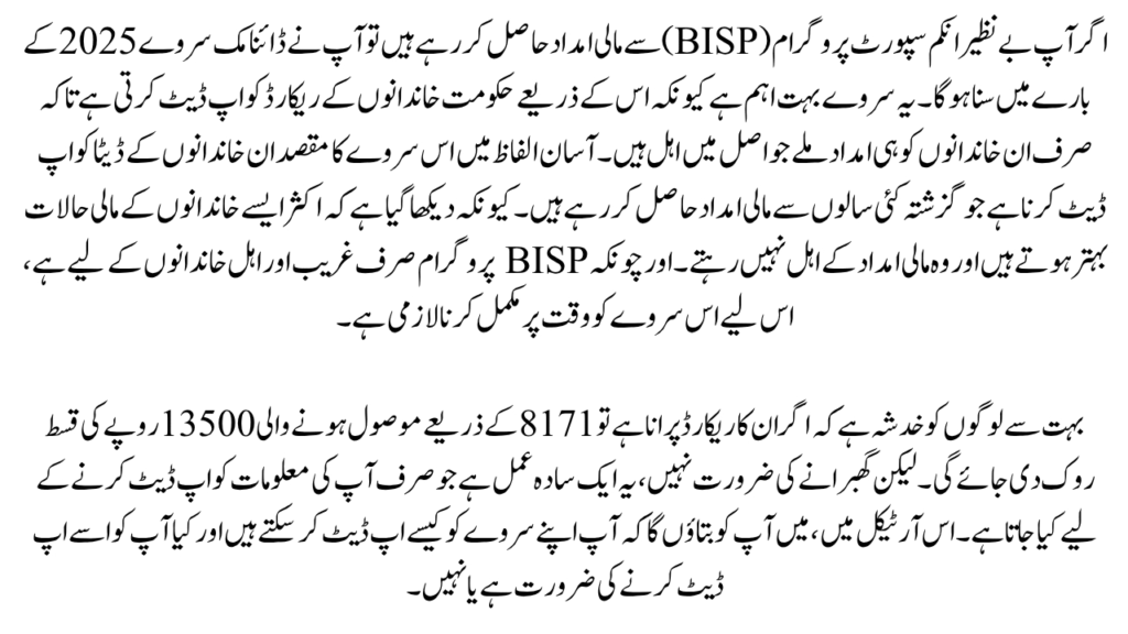 BISP Dynamic Survey 2025