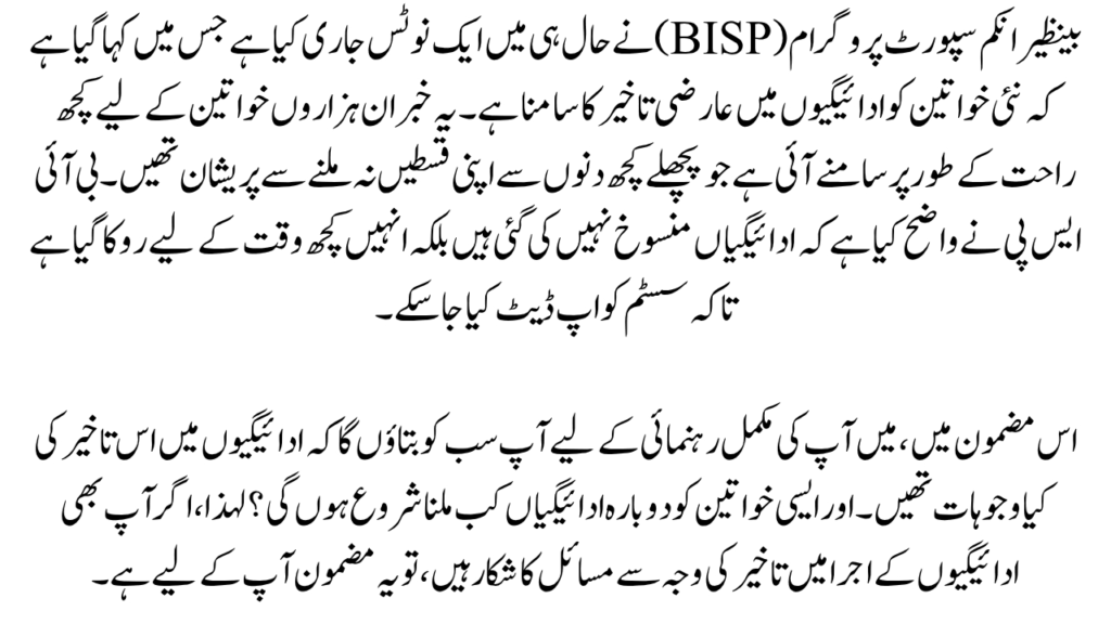 BISP Payment Delay