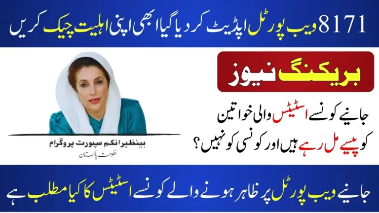 Benazir Kafalat Program: 8171 Web Portal Status Explanation
